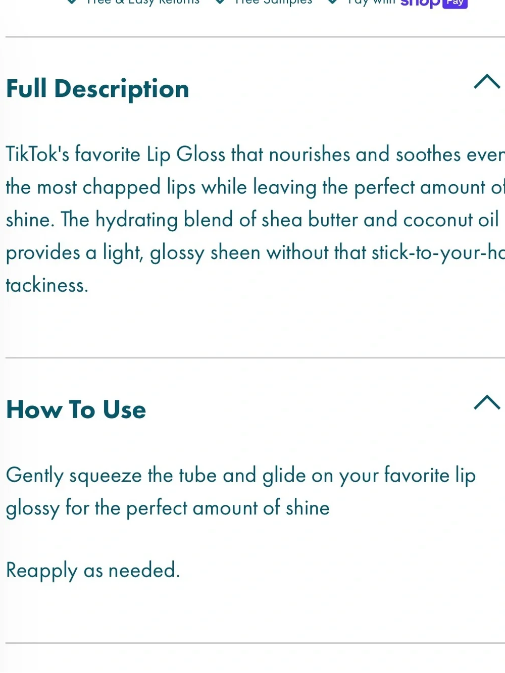 Kopari Beachy Peach Lip Glossy - Peach Pink Shine New FullSz